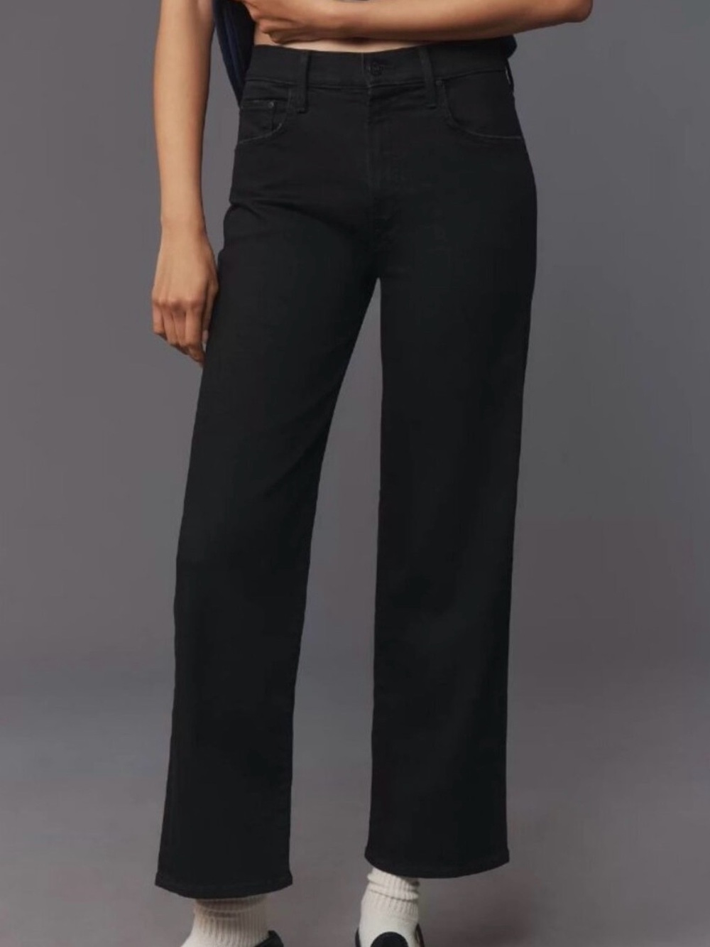 Mother The Rambler Zip Ankle Black Women's High-Rise Straight Leg Jeans Size 24
